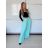 Kalhoty elegantní dlouhé s páskem dámské SANDRA (S/M/L ONE SIZE) ITALSKÁ MÓDA IMPVN262471/DU S/M/L tyrkysová
