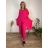 Souprava elegantní, letní kalhoty a tunika dámské nadrozměr SIDONIE (48/50/52/54 ONE SIZE) ITALSKÁ MÓDA IMWTC26001/DU 48/50/52 tmavě růžová