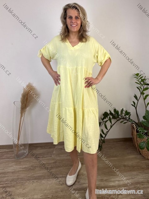 Šaty volnočasové mušelín 3/4 rukáv dámské nadrozměr JULIA (44/46/48 ONE SIZE) ITALSKÁ MÓDA IMD26001235/DUR