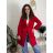 Kabát flaušový dlhý rukáv dámsky (S-2XL) TALIANSKA MÓDA IMC23391/DU červená L