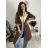 Kabát flaušový s podšívkou dámsky (S/M ONE SIZE) TALIANSKA MÓDA IMD23823/DR hnedá S / M