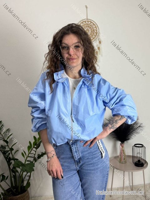 Bunda šusťáková  dlouhý rukáv dámská (S/M/L ONE SIZE) ITALSKÁ MÓDA IMSM260041 světle modrá S/M/L