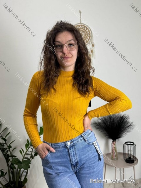 Sveter rolák dlhý rukáv dámsky (S/M ONE SIZE) TALIANSKA MóDA EXTRA ME IMM22Fd5999/DUR Hořčicová S/M/L