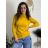 Svetr úpletový se stojáčkem dlouhý rukáv dámský (XS/S/M  ONE SIZE)  EXTRAME ITALSKÁ MÓDA IMM23M5821/DR žlutá hořčicová S/M/L