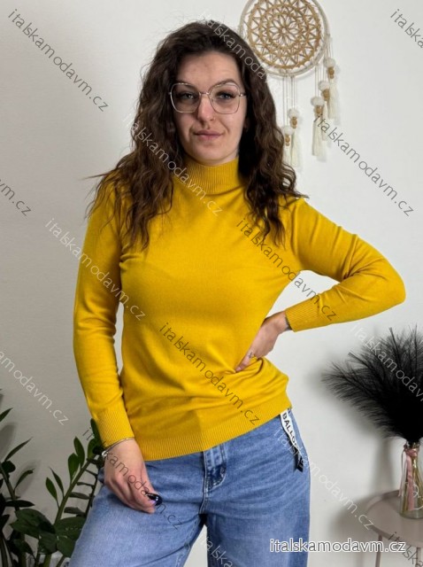 Svetr úpletový se stojáčkem dlouhý rukáv dámský (XS/S/M  ONE SIZE)  EXTRAME ITALSKÁ MÓDA IMM23M5821/DR