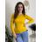 Tričko dlouhý rukáv dámské (S/M ONE SIZE) ITALSKá MóDA EXTRA ME  IMM22fd9075/DR žlutá hořčicová S/M/L