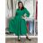 Šaty dlouhé košilové 3/4 dlouhý rukáv dámské (S/M/L ONE SIZE) ITALSKÁ MÓDA IM5260001/DUR S/M/L zelená