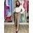 Kalhoty elegantní dlouhé s páskem dámské ARIANA (S/M/L ONE SIZE) ITALSKÁ MÓDA IMWHN26001/DU tm. modrá S/M/L