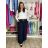 Kalhoty elegantní dlouhé s páskem dámské ARIANA (S/M/L ONE SIZE) ITALSKÁ MÓDA IMWHN26001/DU tm. modrá S/M/L
