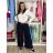 Kalhoty elegantní dlouhé s páskem dámské ARIANA (S/M/L ONE SIZE) ITALSKÁ MÓDA IMWHN26001/DU tm. modrá S/M/L