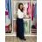 Kalhoty elegantní dlouhé s páskem dámské ARIANA (S/M/L ONE SIZE) ITALSKÁ MÓDA IMWHN26001/DU tm. modrá S/M/L
