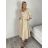 Šaty dlhé košilové 3/4 dlouhý rukáv dámske KONSTANCE  (S/M/L ONE SIZE) TALIANSKA MÓDA IMPDY264885/DUR S/M/L biela