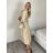 Šaty dlhé košilové 3/4 dlouhý rukáv dámske KONSTANCE  (S/M/L ONE SIZE) TALIANSKA MÓDA IMPDY264885/DUR S/M/L biela