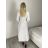 Šaty dlhé košilové 3/4 dlouhý rukáv dámske KONSTANCE  (S/M/L ONE SIZE) TALIANSKA MÓDA IMPDY264885/DUR S/M/L biela