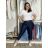 Volnočasové kalhoty s páskem dlhé dámske KARLA (S/M/L ONE SIZE) TALIANSKA MÓDA IMWB26001/DU S/M/L tmavo modrá