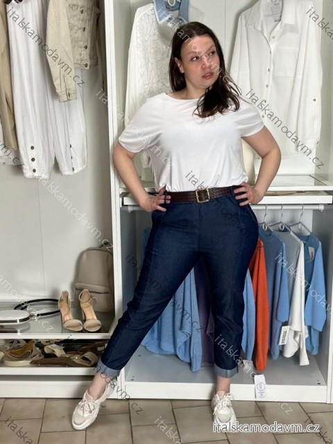 Volnočasové kalhoty s páskem dlhé dámske KARLA (S/M/L ONE SIZE) TALIANSKA MÓDA IMWB26001/DU S/M/L tmavo modrá