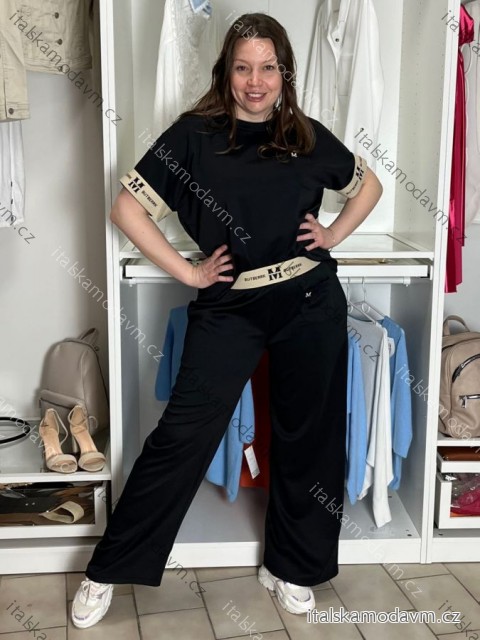 Souprava tunika oversize krátký rukáv a Kalhoty dámské LOTA (S/M/L/XL ONE SIZE) ITALSKÁ MÓDA IMD2612131/DU S/M/L/XL Černá
