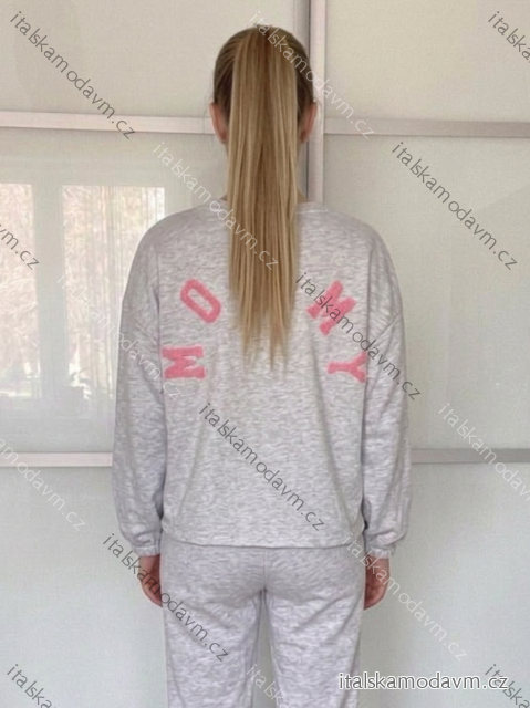 Mikina oversize dámská  MOMMY (S/M/L/XL/XXL ONE SIZE) ITALSKÁ MÓDA IMWBA26MOMMY/DUR ONE SIZE šedá světlá