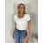 Tričko krátký rukáv dámské (S/M ONE SIZE) ITALSKÁ MÓDA IMPDY23LS17135/OX9603/DU S/M bílá