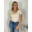 Tričko krátký rukáv dámské (S/M ONE SIZE) ITALSKÁ MÓDA IMPDY23LS17135/OX9603/DU S/M béžová