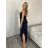 Šaty dlouhé letní na ramínka dámské Rebeca (S/M ONE SIZE) ITALSKÁ MÓDA IMD23472/DUR -   Černá -   S/M