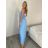 Šaty dlhé letné na ramienka dámske Rebeca (S/M ONE SIZE) TALIANSKA MÓDA IMD23472/DUR sv. modrá S/M