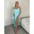 Šaty dlouhé letní na ramínka dámské Rebeca (S/M ONE SIZE) ITALSKÁ MÓDA IMD23472/DUR sv. mintová S/M
