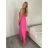 Šaty dlouhé letní na ramínka dámské Rebeca (S/M ONE SIZE) ITALSKÁ MÓDA IMD23472/DUR tm. růžová S/M