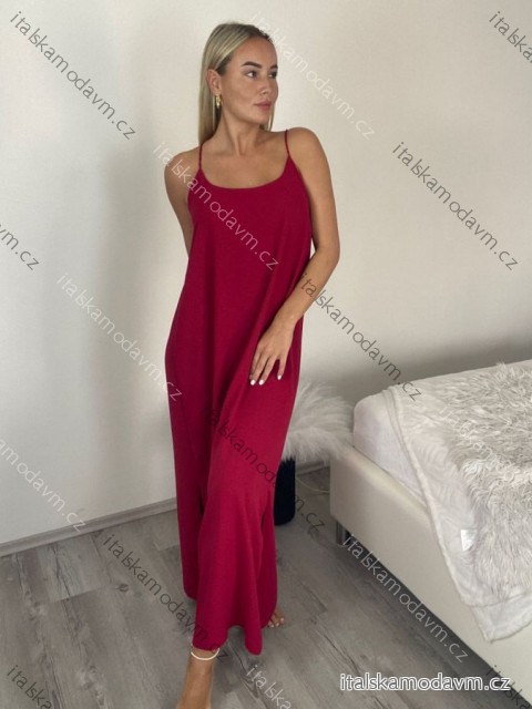Šaty dlhé letné na ramienka dámske Rebeca (S/M ONE SIZE) TALIANSKA MÓDA IMD23472/DUR vínová S/M