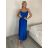 Šaty dlhé letné na ramienka dámske Rebeca (S/M ONE SIZE) TALIANSKA MÓDA IMD23472/DUR kr. modrá S/M