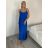 Šaty dlhé letné na ramienka dámske Rebeca (S/M ONE SIZE) TALIANSKA MÓDA IMD23472/DUR kr. modrá S/M