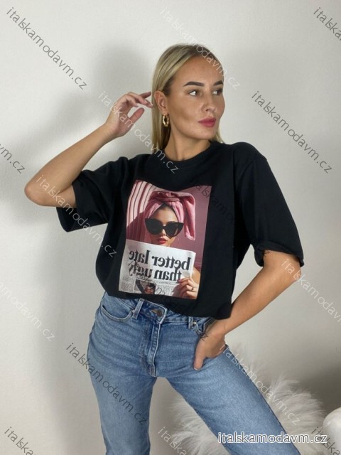 Tričko oversize krátký rukáv dámské KAYA (S/M/L ONE SIZE) ITALSKÁ MÓDA IMPDY26ZZ2888/DU
