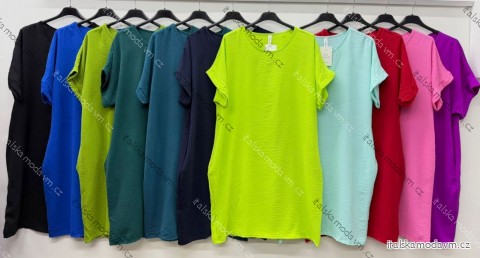 Šaty klasik letný krátky rukáv dámske nadrozmer (46/48/50 ONE SIZE) TALIANSKA MÓDA IM426119