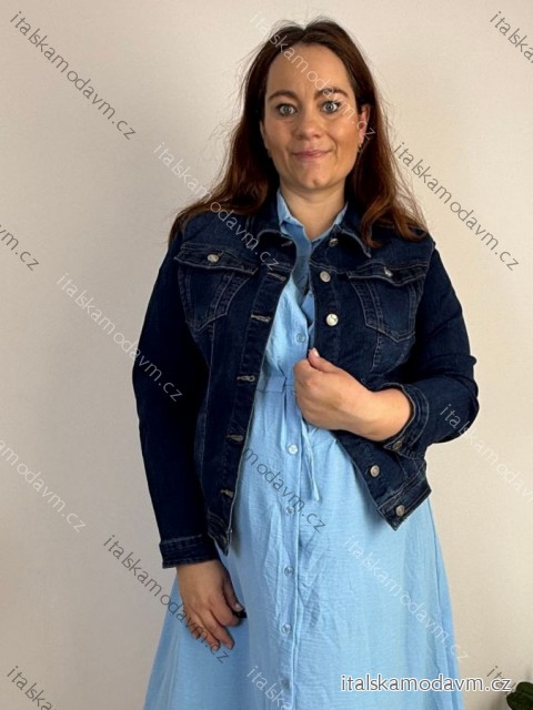 Bunda riflová jeans dámska nadrozměr(2XL-6XL) GYD261950/DR 4XL tmavo modrá