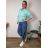 Kalhoty dlouhé letní dámské TARA (S/M/L ONE SIZE) ITALSKÁ MÓDA IMSM260001/DUR S/M/L světle modrá