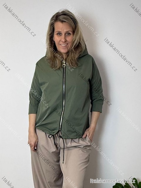Bunda šusťáková s kapucí dlouhý rukáv nadrozměr JULIE dámská (42/44/46 ONE SIZE) ITALSKÁ MÓDA IMSM260004/DUR
