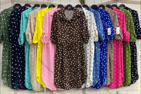 Šaty košeľové letná bodka 3/4 dlhý rukáv dámske nadrozmer (46/48/50 ONE SIZE) TALIANSKA MÓDA IMC26131