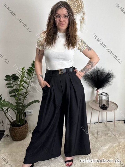 Kalhoty elegantní s páskem dámské (S/M/L ONE SIZE) ITALSKÁ MÓDA IM4260015