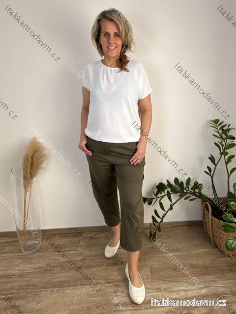 Kalhoty volnočasové dámské  nadrozměr AMANDA (42/44/46 ONE SIZE) ITALSKÁ MÓDA IM42600016