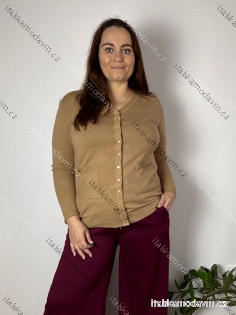 Sveter na knoflíky dlhý rukáv dámsky (L/XL/2XL ONE SIZE) TALIANSKÁ MÓDA IM723EVELINA/DUR béžová XL/2XL