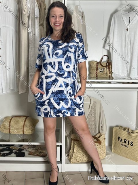 Šaty krátky rukáv dámske nadrozmer LEONA (L/XL-2XL/3XL-4XL/5XL-L6XL/7XL TOVTA TOV253405/DUR 6XL / 7XL svetlo modrá