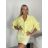 Súprava Bunda dlouhý rukáv a šaty na ramínka dámska VIVIEN  (XS/S/M/L ONE SIZE) TALIANSKA MÓDA IMWCA26005/DUR XS/S/M žlutá