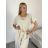 Komplet tunika oversize krátký rukáv a kalhoty dámský MIRANDA (S/M/L ONE SIZE) ITALSKÁ MÓDA IMWBA26001/DUR S/M/L béžová
