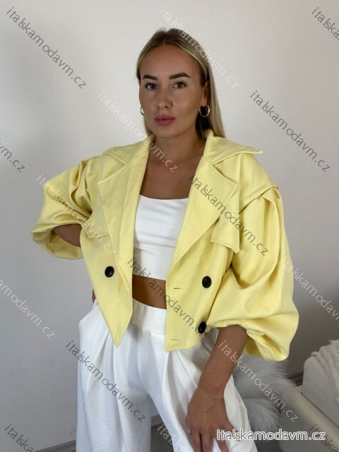 Bunda krátka oversize dlhý rukáv dámska HAIAT (S/M/L ONE SIZE) TALIANSKA MÓDA IMWCA26006/DUR S/M/L žlutá