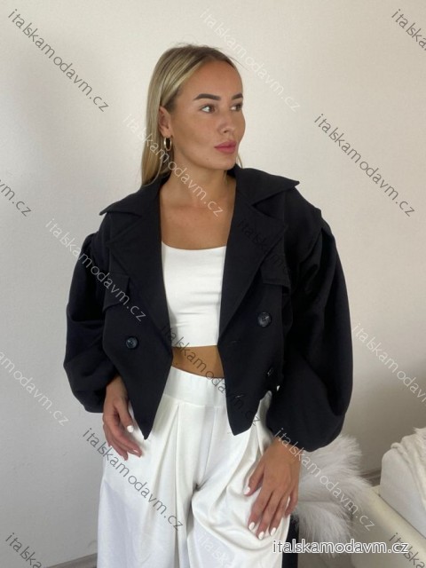 Bunda krátka oversize dlhý rukáv dámska HAIAT (S/M/L ONE SIZE) TALIANSKA MÓDA IMWCA26006/DUR S/M/L čierna