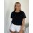 Tričko krátký rukáv dámské KARLA (S/M/L ONE SIZE) ITALSKÁ MÓDA IMPDY26YT001/DUR S/M/L Černá