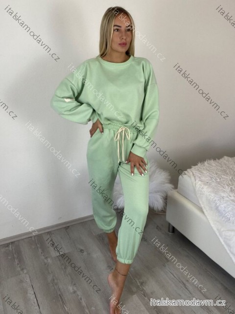 Souprava tepláková mikina a kalhoty dlouhé dámské MEDA (S/M/L ONE SIZE) ITALSKÁ MÓDA IMWB260003/DUR S/M/L světle zelená