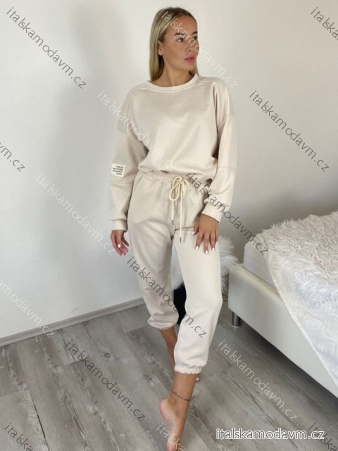 Souprava tepláková mikina a kalhoty dlouhé dámské MEDA (S/M/L ONE SIZE) ITALSKÁ MÓDA IMWB260003/DUR S/M/L béžová
