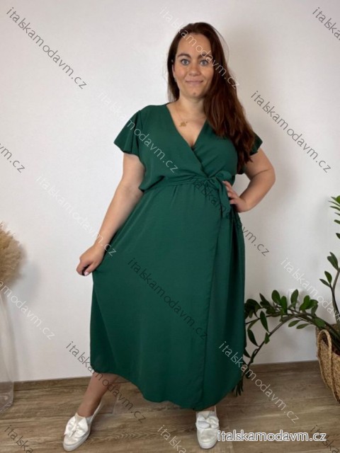 Šaty volnočasové letní krátký rukáv dámské nadrozměr FRANCESCA (48/50/52 ONE SIZE) ITALSKÁ MÓDA IM426106