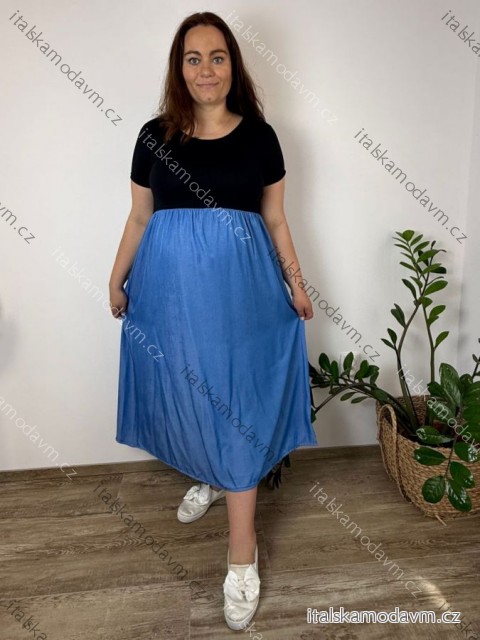 Šaty letné krátky rukáv dámske nadrozmer MONA (42/44/46 ONE SIZE) TALIANSKA MÓDA IM426109-1/DUR